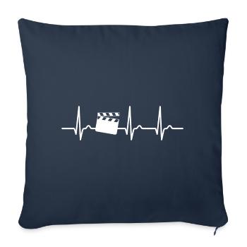 Courbe ECG - courbe cardiaque - réalisateur - lambeau de film - Housse de coussin décorative 45 x 45 cm - bleu marine - Devant