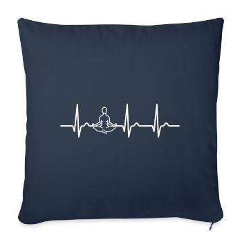 Courbe ECG - courbe cardiaque - yoga - relaxation - Housse de coussin décorative 45 x 45 cm - bleu marine - Devant