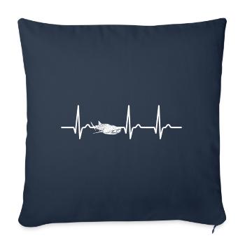 ECG curve - heart curve - pulse - whale shark - ocean - Sofa pillowcase 17,3'' x 17,3'' (45 x 45 cm) - navy - Front