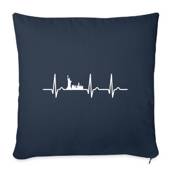 Herzkurve New York - Voyage - États-Unis - Housse de coussin décorative 45 x 45 cm - bleu marine - Devant