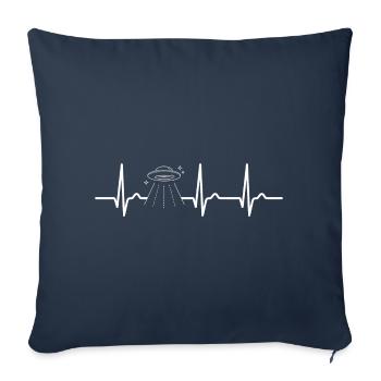ECG curve - heart curve - pulse - UFO - spaceship - Sofa pillowcase 17,3'' x 17,3'' (45 x 45 cm) - navy - Front