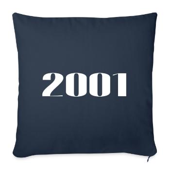 2001 - Cadeau né en 2001 - Housse de coussin décorative 45 x 45 cm - bleu marine - Devant