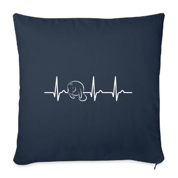 ECG curve - heart curve - pulse - manatee - manatee - Sofa pillowcase 17,3'' x 17,3'' (45 x 45 cm) - navy - Front