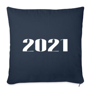 2021 - Cadeau né en 2021 - Housse de coussin décorative 45 x 45 cm - bleu marine - Devant