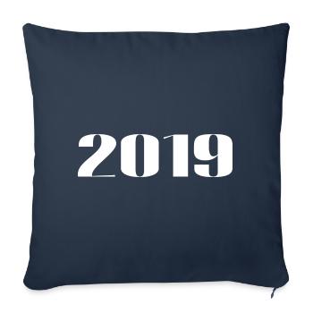 2019 - Cadeau né en 2019 - Housse de coussin décorative 45 x 45 cm - bleu marine - Devant