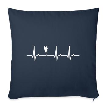 Courbe ECG - courbe cardiaque - surf - surfeur - plage - Housse de coussin décorative 45 x 45 cm - bleu marine - Devant