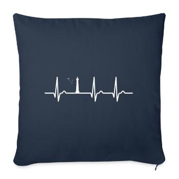 ECG curve - heart curve - pulse - lighthouse - Sofa pillowcase 17,3'' x 17,3'' (45 x 45 cm) - navy - Front