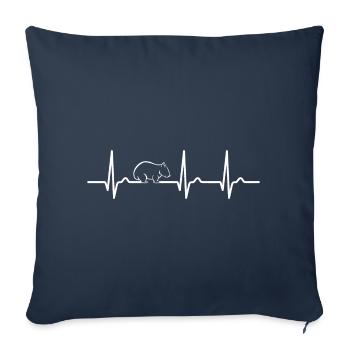 ECG Curve - Heart Curve - Pulse - Wombat - Australia - Sofa pillowcase 17,3'' x 17,3'' (45 x 45 cm) - navy - Front