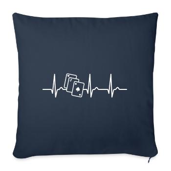 Courbe ECG - Courbe du cœur - Black Jack - Housse de coussin décorative 45 x 45 cm - bleu marine - Devant