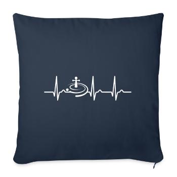 Courbe ECG - Courbe cardiaque - Roulette - Jeux de hasard - Housse de coussin décorative 45 x 45 cm - bleu marine - Devant