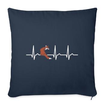 Courbe ECG - Courbe cardiaque - Pouls - Renard - Nature - Housse de coussin décorative 45 x 45 cm - bleu marine - Devant