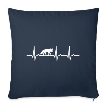 Courbe ECG - Courbe cardiaque - Pouls - Renard - Nature - Housse de coussin décorative 45 x 45 cm - bleu marine - Devant