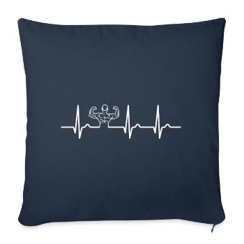 Courbe ECG - Courbe du Cœur - Musculation - Housse de coussin décorative 45 x 45 cm - bleu marine - Devant