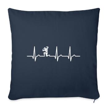 Courbe ECG - Courbe du Cœur - Musculation - Housse de coussin décorative 45 x 45 cm - bleu marine - Devant