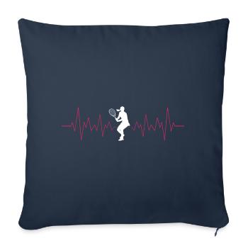 Joueur de tennis Cadeau Joueur de tennis Heartbeat - Housse de coussin décorative 45 x 45 cm - bleu marine - Devant