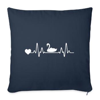 Cygne de ligne ECG Heartbeat - Housse de coussin décorative 45 x 45 cm - bleu marine - Devant
