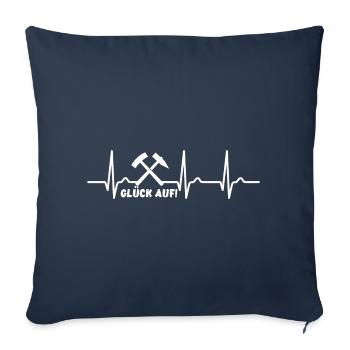 EKG Kurve - Herzkurve - Bergmann - Glück auf - Sofakissenbezug 45 x 45 cm - Navy - Vorne