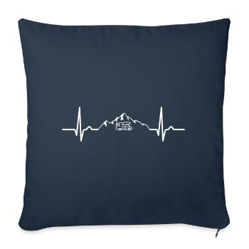 Courbe cardiaque - Pouls - Camping - EKG Camper Caravan - Housse de coussin décorative 45 x 45 cm - bleu marine - Devant