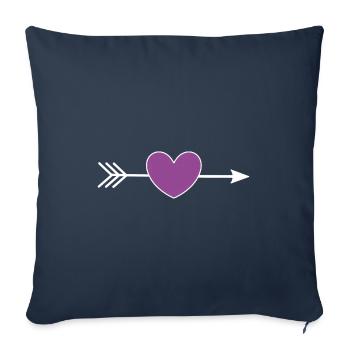 Heart Violet White with Arrow Valentine's Day - Sofa pillowcase 17,3'' x 17,3'' (45 x 45 cm) - navy - Front
