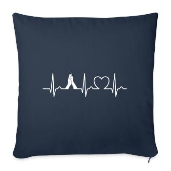Main + patte de chien - courbe de coeur - pouls - ventilateur pour chien - Housse de coussin décorative 45 x 45 cm - bleu marine - Devant