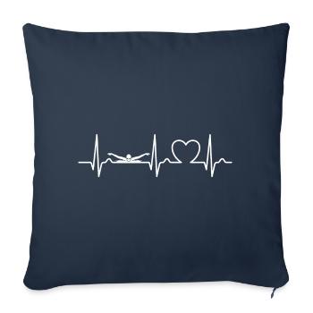 Courbe De Coeur, ECG, Natation, Papillon, Piscine - Housse de coussin décorative 45 x 45 cm - bleu marine - Devant