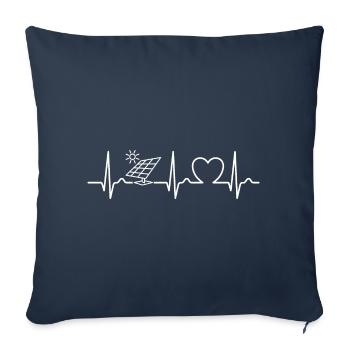 Solaire - Courbe ECG - Courbe cardiaque - Photovoltaïque - Housse de coussin décorative 45 x 45 cm - bleu marine - Devant