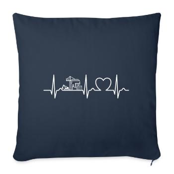 Baustelle - Herzkurve, EKG, Puls - Bauleitung - Sofakissenbezug 45 x 45 cm - Navy - Vorne