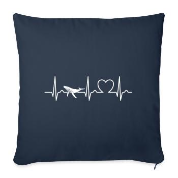 Baleine - baleine à bosse - courbe de coeur - ECG - cadeau - Housse de coussin décorative 45 x 45 cm - bleu marine - Devant
