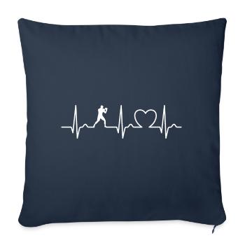 Courbe cardiaque, ECG, Boxe, Arts martiaux, Entraînement de boxe - Housse de coussin décorative 45 x 45 cm - bleu marine - Devant
