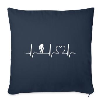 Courbe ECG Yeti - Courbe cardiaque - Pouls - Housse de coussin décorative 45 x 45 cm - bleu marine - Devant