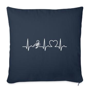 Scorpion - Dard empoisonné - Pouls - Courbe cardiaque - ECG - Housse de coussin décorative 45 x 45 cm - bleu marine - Devant
