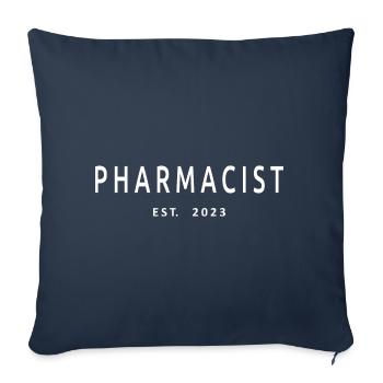 Pharmacien Est. 2023 Étudiant diplômé en pharmacie - Housse de coussin décorative 45 x 45 cm - bleu marine - Devant