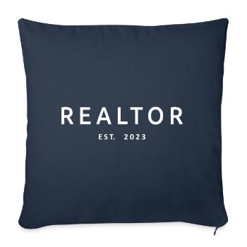Realtor Est. 2023 Diplômé Étudiant en immobilier - Housse de coussin décorative 45 x 45 cm - bleu marine - Devant