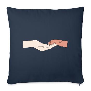 A human hand and a dog's paw - Sofa pillowcase 17,3'' x 17,3'' (45 x 45 cm) - navy - Front