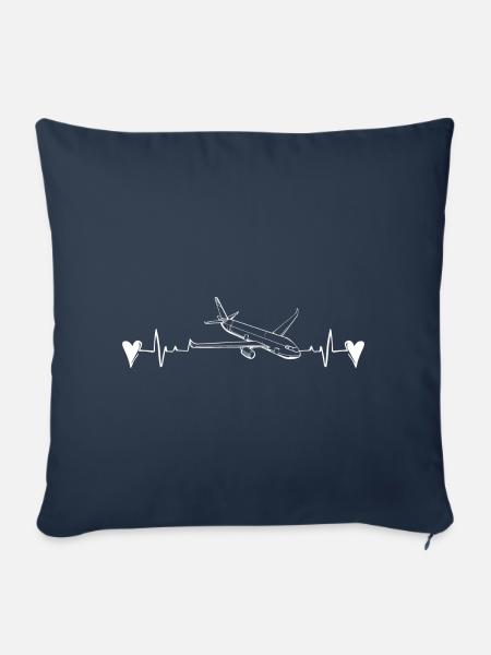 Aviation Airplane Heartbeat - Sofakissenbezug 45 x 45 cm - Navy