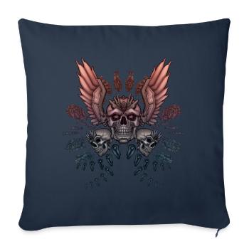 Mechanical Skull + Wings - Sofa pillowcase 17,3'' x 17,3'' (45 x 45 cm) - navy - Front