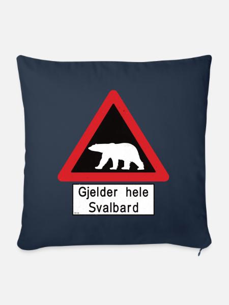 Het Teken van de Ijsbeer van Svalbard - Gjelder hele Svalbard - Pudebetræk 45 x 45 cm - marineblå