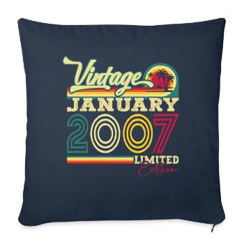 Year 2007 January 16th birthday gift man - Sofa pillowcase 17,3'' x 17,3'' (45 x 45 cm) - navy - Front