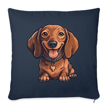 Dachshund Teckel Dog Breed Illustration Puppy Picture - Sofa pillowcase 17,3'' x 17,3'' (45 x 45 cm) - navy - Front