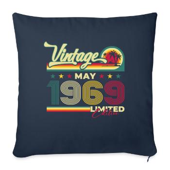 Vintage May 1969 Vintage 1969 Birthday 1969 - Sofa pillowcase 17,3'' x 17,3'' (45 x 45 cm) - navy - Front