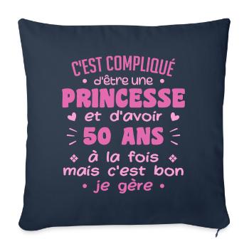 Woman Princess Birthday 50 Years - Sofa pillowcase 17,3'' x 17,3'' (45 x 45 cm) - navy - Front