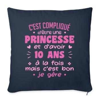 Woman Princess Birthday 10 Year Old - Sofa pillowcase 17,3'' x 17,3'' (45 x 45 cm) - navy - Front