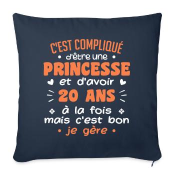 Woman Princess Birthday 20 Years - Sofa pillowcase 17,3'' x 17,3'' (45 x 45 cm) - navy - Front