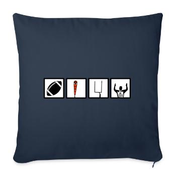 Symboles du football américain Carrés - Housse de coussin décorative 45 x 45 cm - bleu marine - Devant