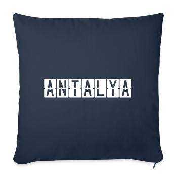 Panneau de l’aéroport d’Antalya - Housse de coussin décorative 45 x 45 cm - bleu marine - Devant