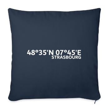 Coordonnées de Strasbourg - Housse de coussin décorative 45 x 45 cm - bleu marine - Devant