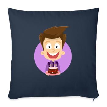 Garçon d'anniversaire - Housse de coussin décorative 45 x 45 cm - bleu marine - Devant