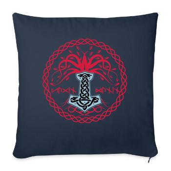 Hammer Mjolnir mit Hugin and Munin - Sofakissenbezug 45 x 45 cm - Navy - Vorne