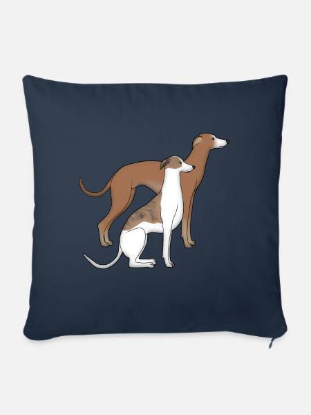 Zwei Whippets - Sofakissenbezug 45 x 45 cm - Navy