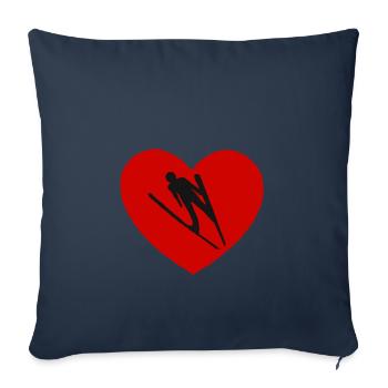 Ski Jumping Heart Ski Jumping Ski Flying Ski Jump - Housse de coussin décorative 45 x 45 cm - bleu marine - Devant